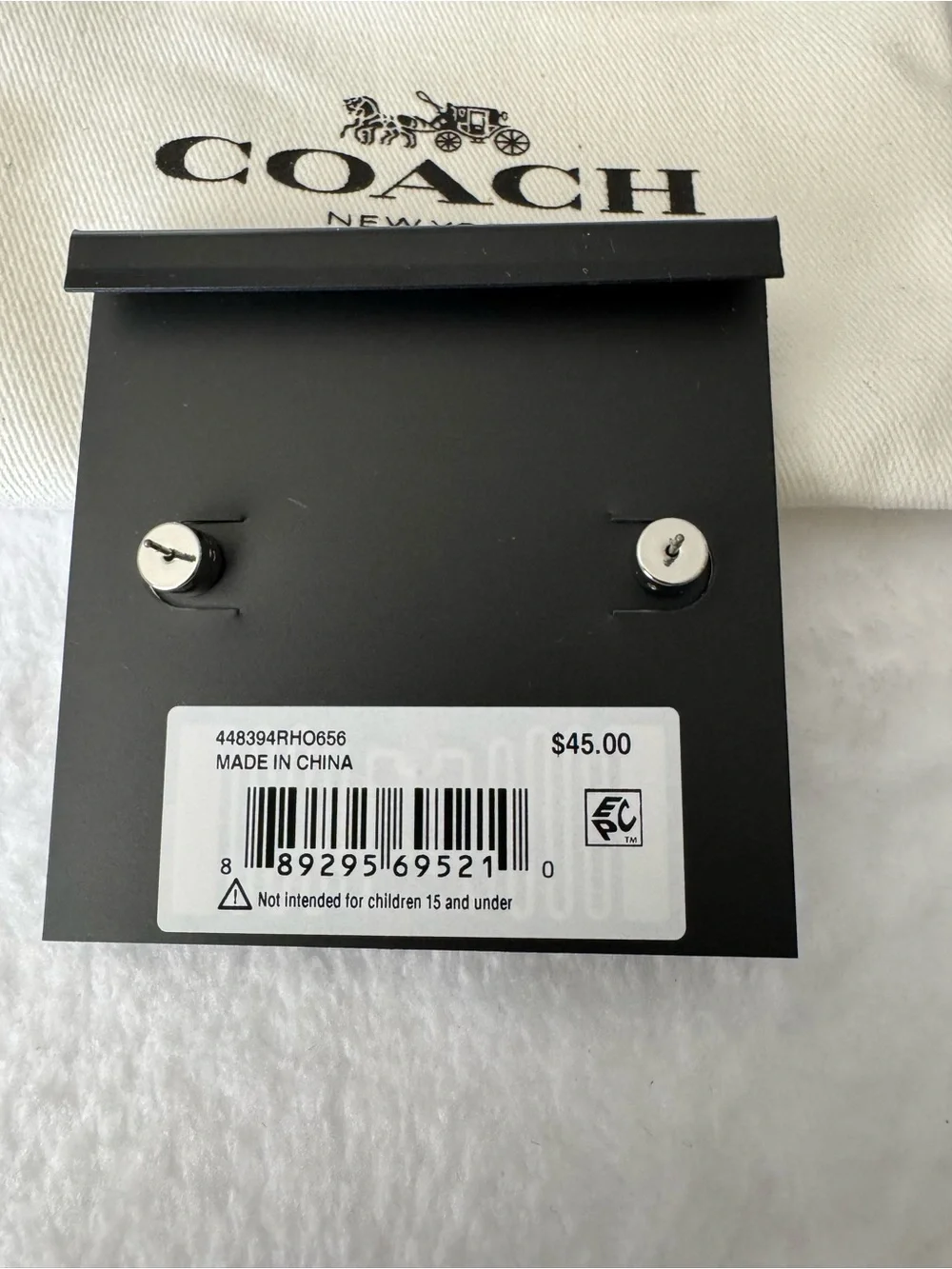 COACH Pearl Drop Earrings in Champagne Pink and Silver - Picture 3 of 3